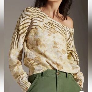 Pilcro Anthropologie Sweater Yellow Knit Pullover